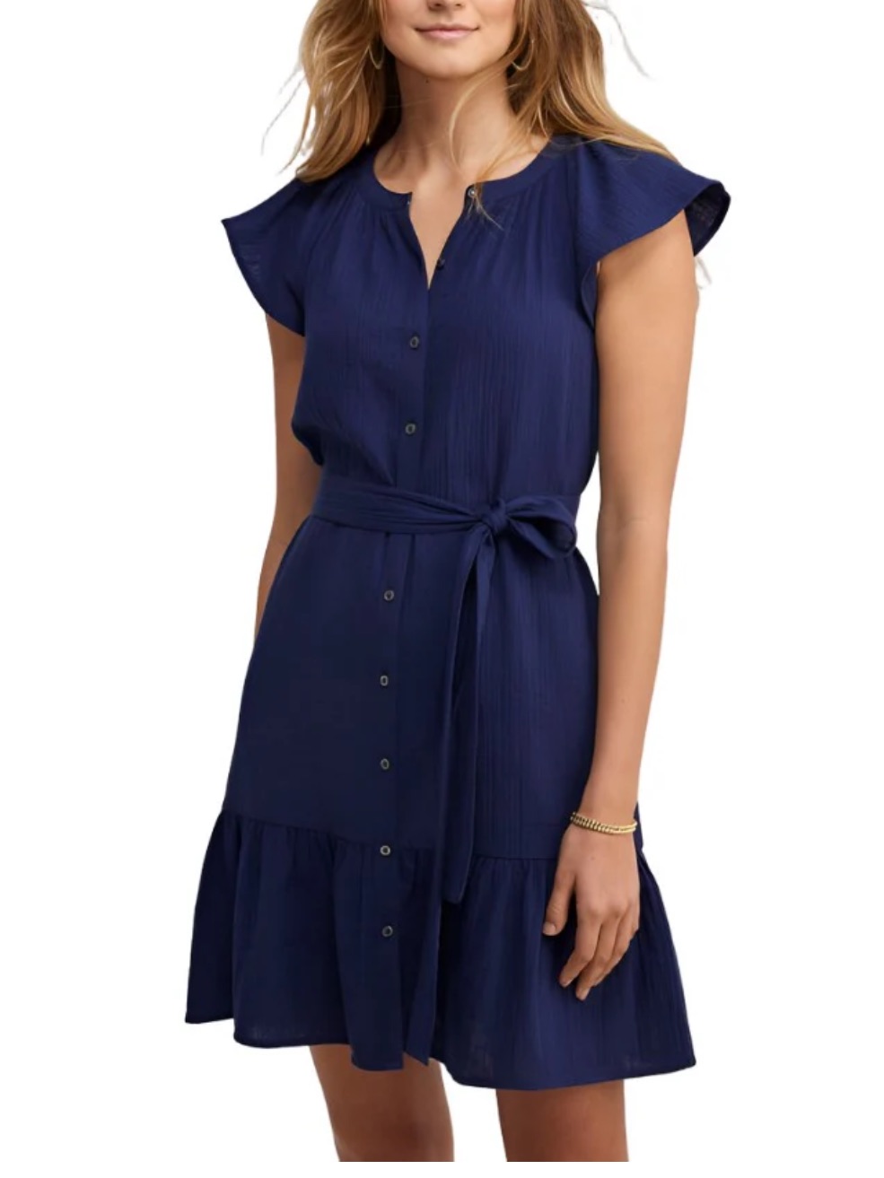 Vineyard Vines Womens Seastitch Double Gauze Flutter Sleeve Dress - Navy
